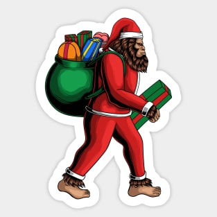 Santa Sasquatch is Coming to Town, Christmas Bigfoot Funny Design Sticker